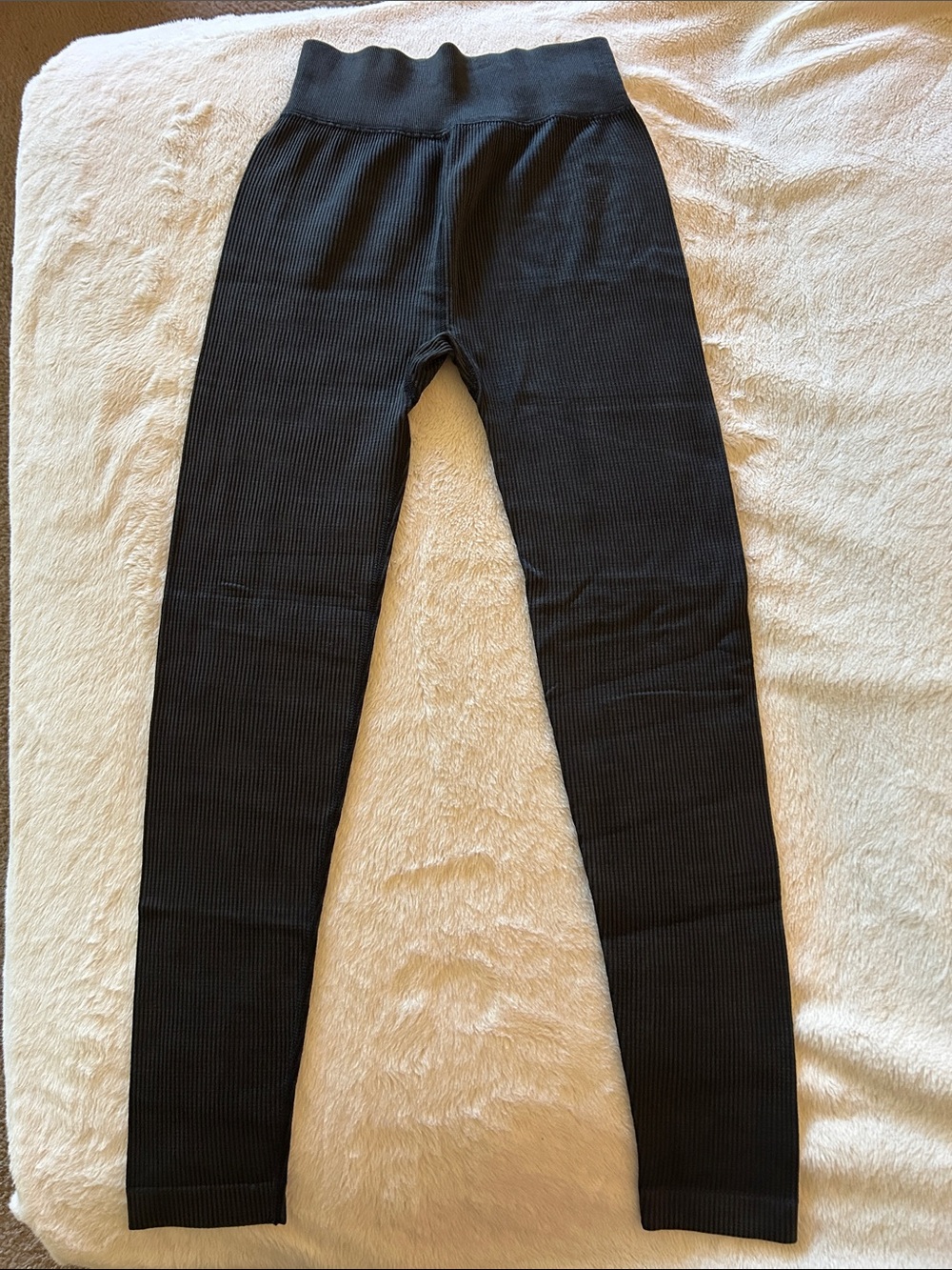 SO Black Ribbed High-Waist Leggings